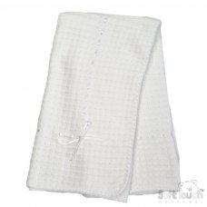 SH12-W: Luxury Hanging White Waffle Shawl